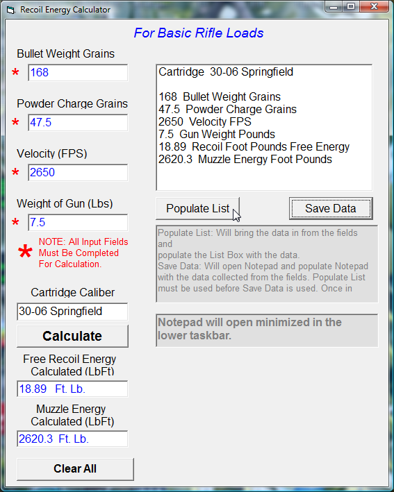 Recoil Calc 2